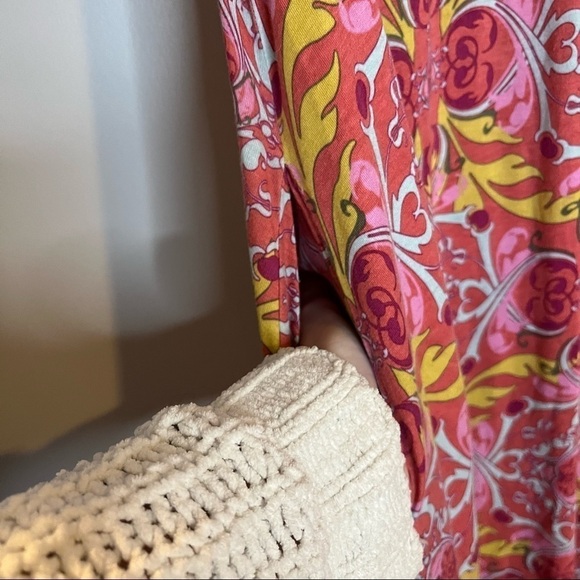 Soft Surroundings Pink Geometric Summer Maxi Dress 26E22 Sleeveless Cotton - Picture 5 of 7